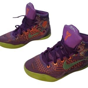 Nike Kobe 9 Elite GS Purple Venom Vivid Pink TURF ORANGE Size 4.5Y 636602-500